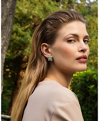 18K Yellow Gold Venetian Princess Diamond (0.35 tcw) & Turquoise (5.8 ct. t.w) Earrings