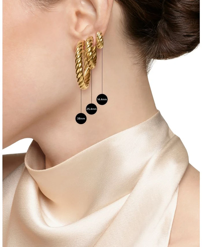 Crossover Hoop Earrings in Sterling Silver, 33.7mm