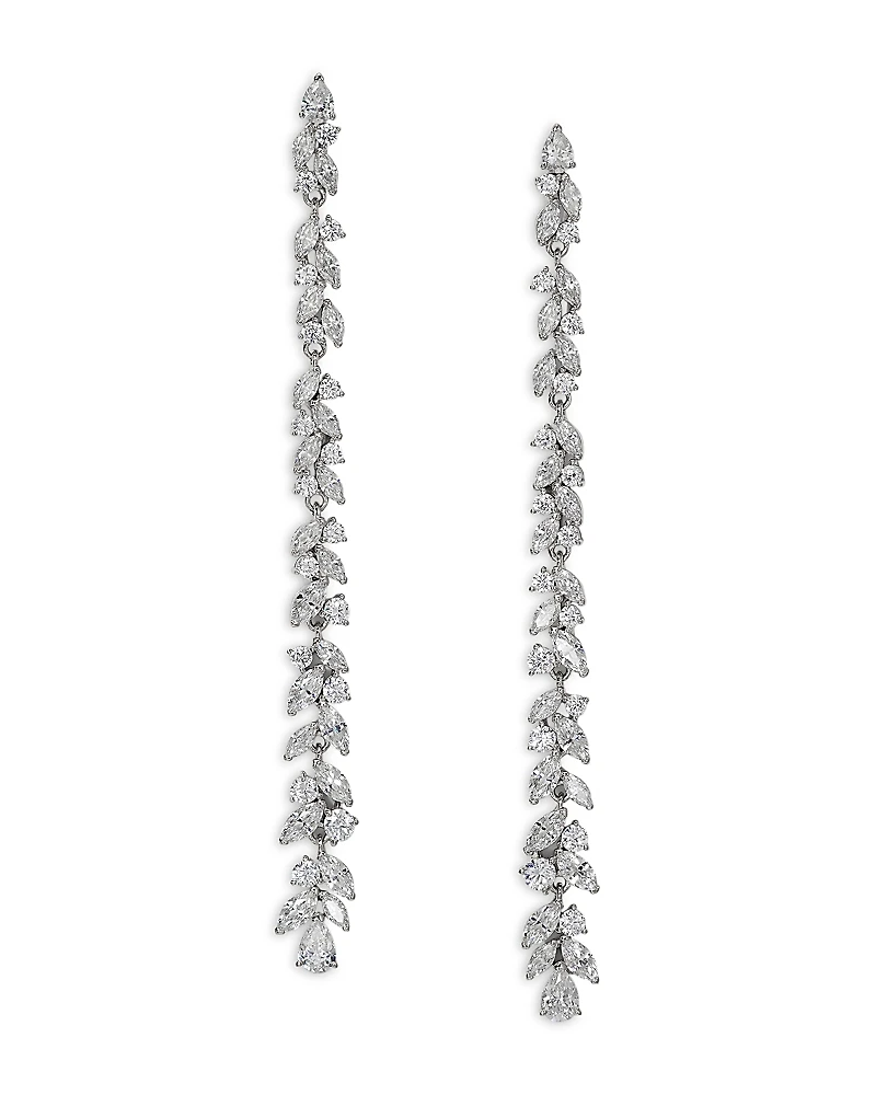 Nadri Sav Cubic Zirconia Cluster Linear Drop Earrings