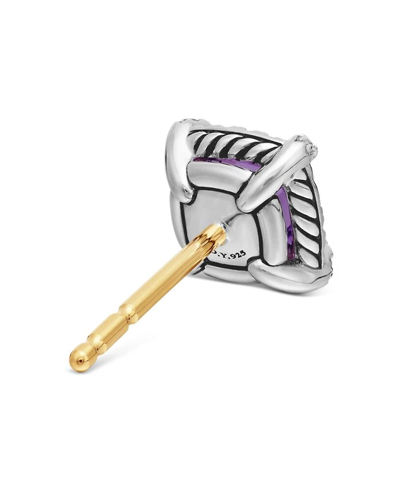 Sterling Silver Chateline Gemstones & Diamond Stud Earrings - Exclusive