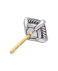 Sterling Silver Chateline Gemstones & Diamond Stud Earrings - Exclusive