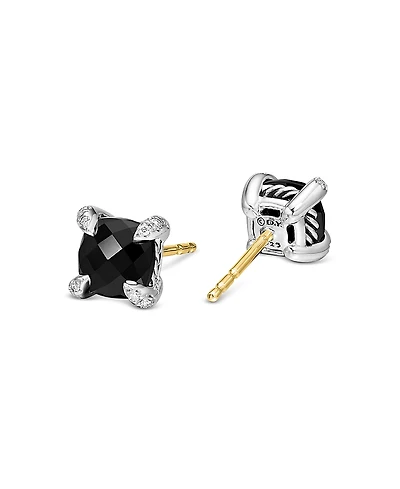 David Yurman Chatelaine Stud Earrings with Black Onyx and Diamonds