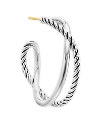 Crossover Hoop Earrings in Sterling Silver, 33.7mm