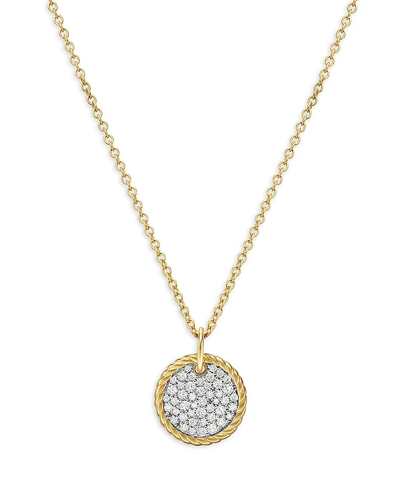 David Yurman Cable Collectibles Pave Charm Necklace with Diamonds