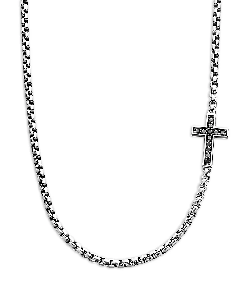 David Yurman Pave Cross Necklace with Black Diamonds