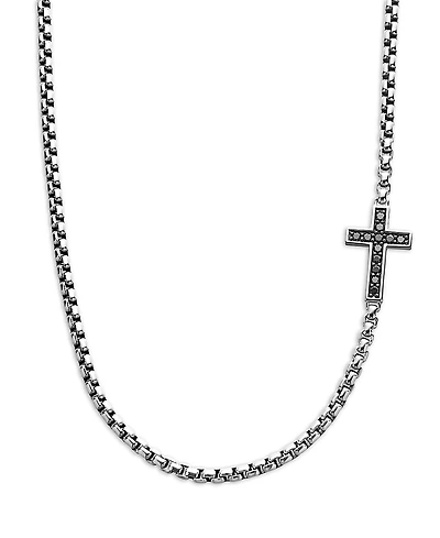 David Yurman Pave Cross Necklace with Black Diamonds