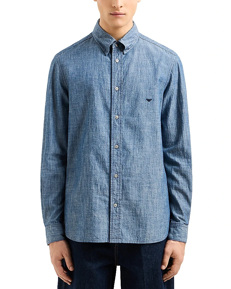 Emporio Armani Chambray Regular Fit Button Down Shirt