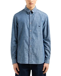 Emporio Armani Chambray Regular Fit Button Down Shirt
