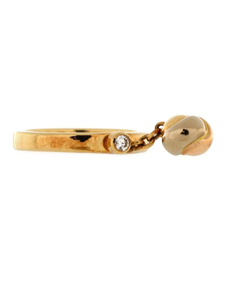 Trinity Knot Charm Ring 18K Gold with 18K Tricolor Gold and Diamond