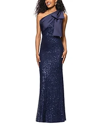 Aqua Long Sequinned Bow Dress - Exclusive