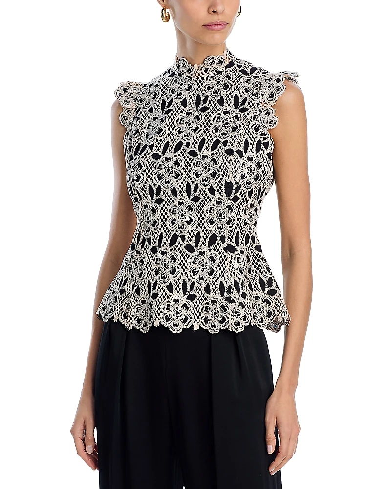 Aqua Contrast Lace Top