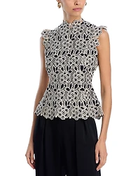 Aqua Contrast Lace Top