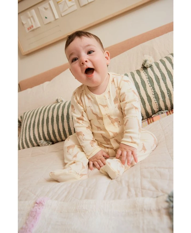 Unisex Cotton Giraffe Footie - Baby