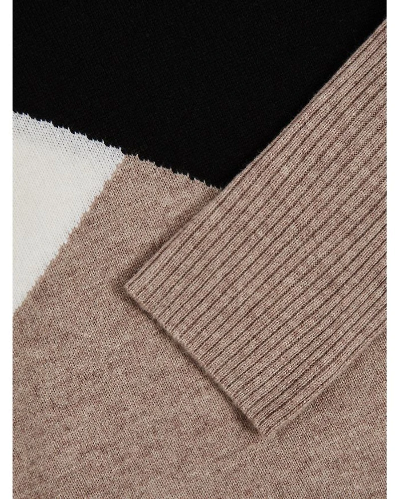 Color Blocked Crewneck Sweater