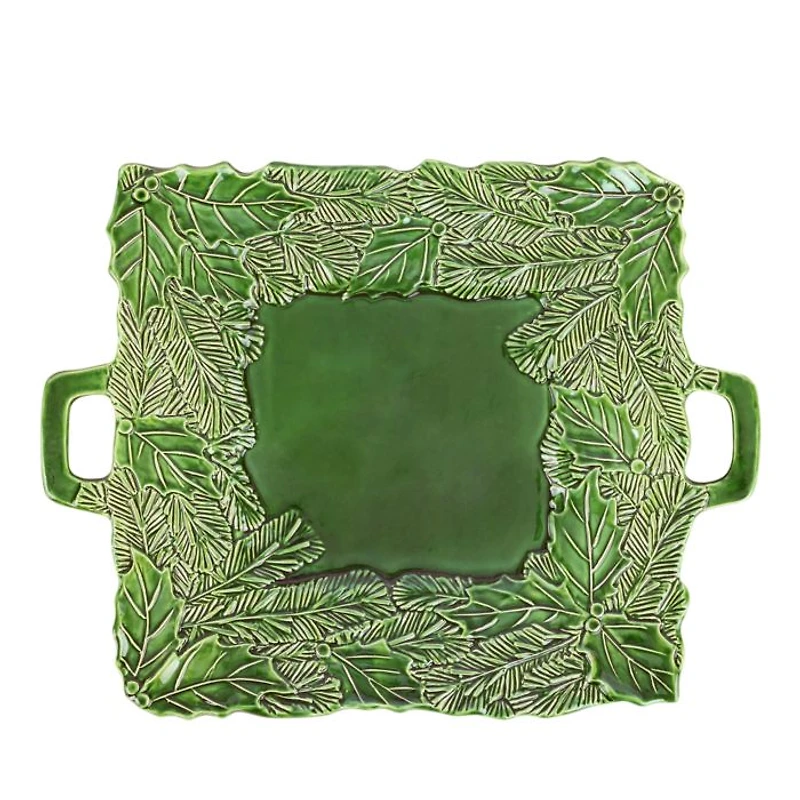 Lastra Holiday Green Figural Handled Square Platter