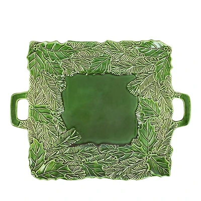 Lastra Holiday Green Figural Handled Square Platter