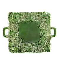 Lastra Holiday Green Figural Handled Square Platter