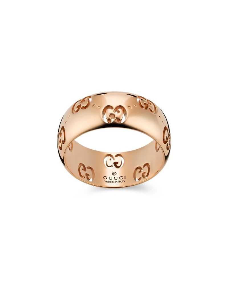 18K Rose Gold Icon Logo Wide Width Band