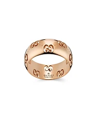 18K Rose Gold Icon Logo Wide Width Band
