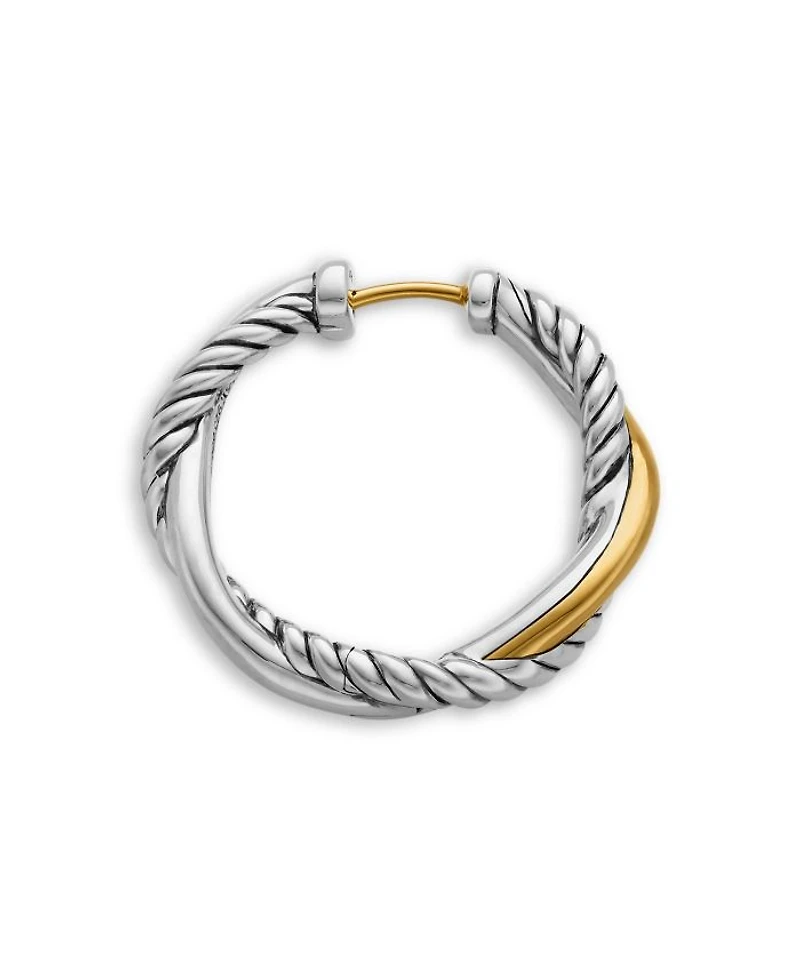 Petite Infinity Hoop Earrings in Sterling Silver with 14K Yellow Gold