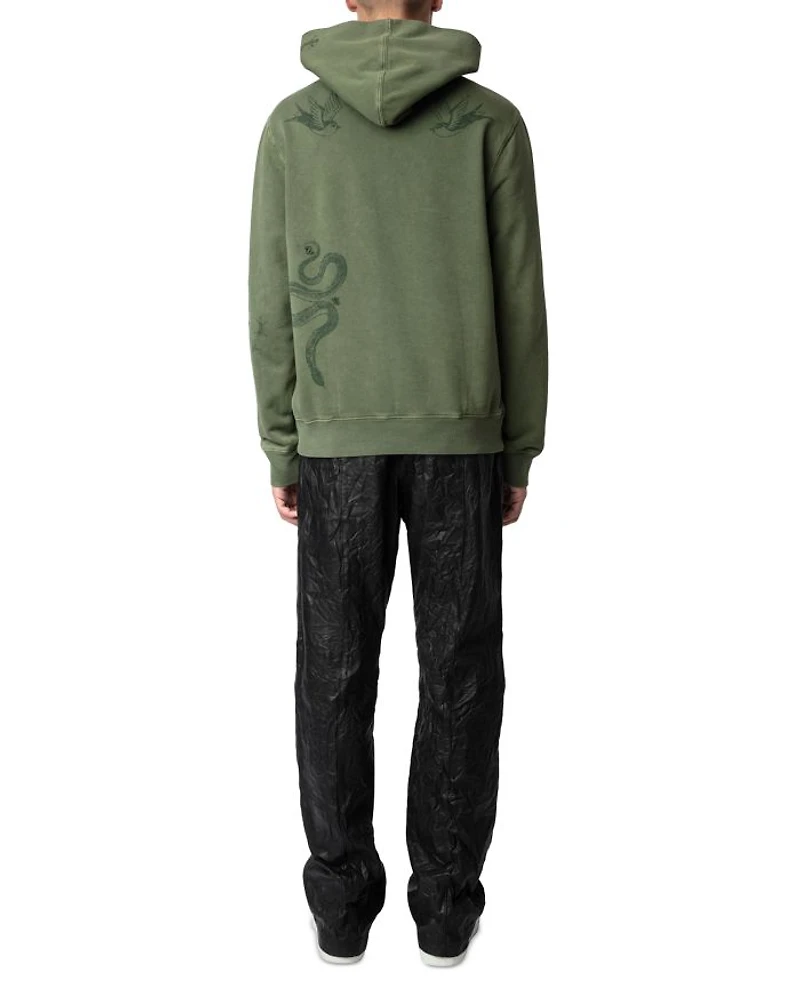 Sanchi Cotton Fleece Tattoo Printed Hoodie