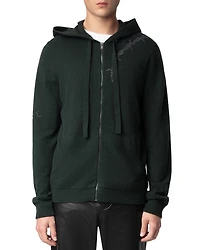 Clash Merino Wool & Cashmere Tattoo Embroidered Hooded Cardigan