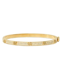 Tory Burch Miller Double T & Pave Studded Bangle Bracelet