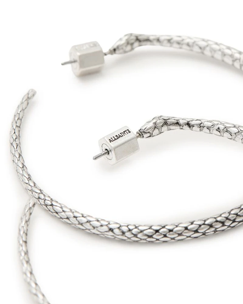 Serpent Hoop Earrings in Silver Tone