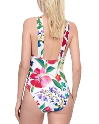 Floral Print Twist Neck Swimsuit