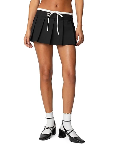 Edikted Contrast Drawstring Pleated Mini Skort