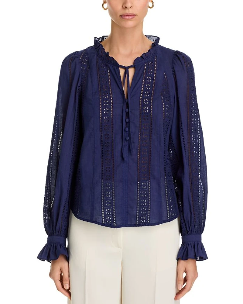 Cotton Lace Inset Blouse - Exclusive