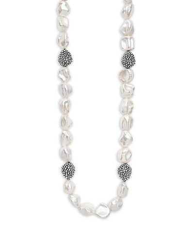 Sterling Silver Luna Keshi Pearl & Caviar Bead Collar Necklace, 18"