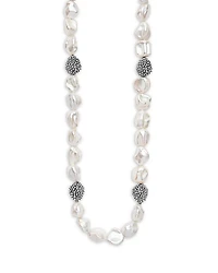 Sterling Silver Luna Keshi Pearl & Caviar Bead Collar Necklace, 18"