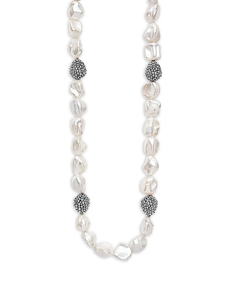 Lagos Sterling Silver Luna Keshi Pearl & Caviar Bead Collar Necklace, 18