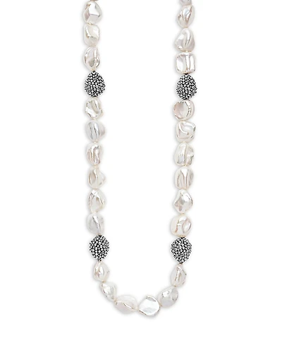 Lagos Sterling Silver Luna Keshi Pearl & Caviar Bead Collar Necklace, 18