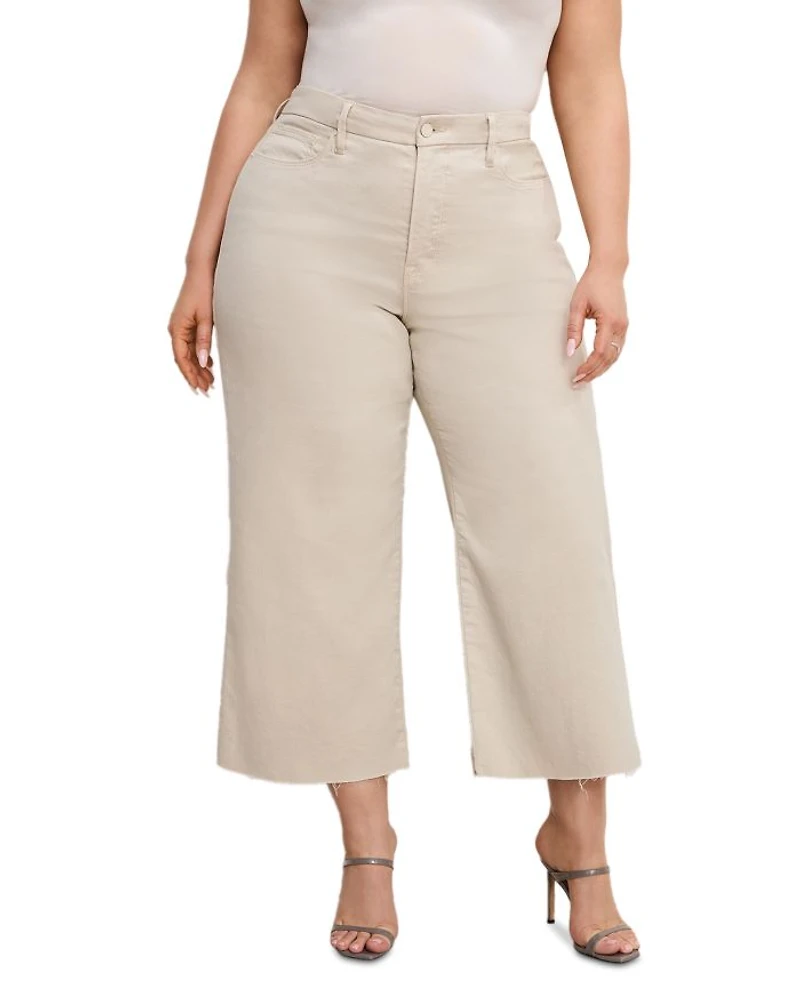 Good Waist High Rise Cropped Palazzo Jeans Bone