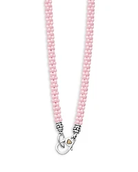 Sterling Silver Pink Caviar Ceramic Rope Necklace, 18"