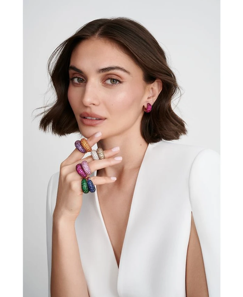 18K Rose Gold Dome Pink Sapphire Pavé Large Statement Ring