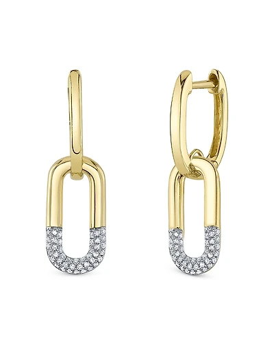 Shy Creation 14K Gold Kate Diamond Link Charm Hoop Earrings