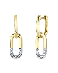Shy Creation 14K Gold Kate Diamond Link Charm Hoop Earrings
