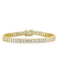 Shy Creation 14k Yellow Gold Bailey Diamond Baguette Tennis Bracelet