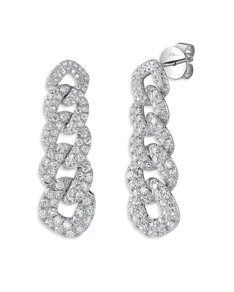 14K White Gold Kate Diamond Link Earrings, 1.62 tcw