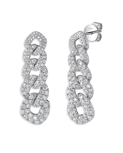 14K White Gold Kate Diamond Link Earrings, 1.62 tcw