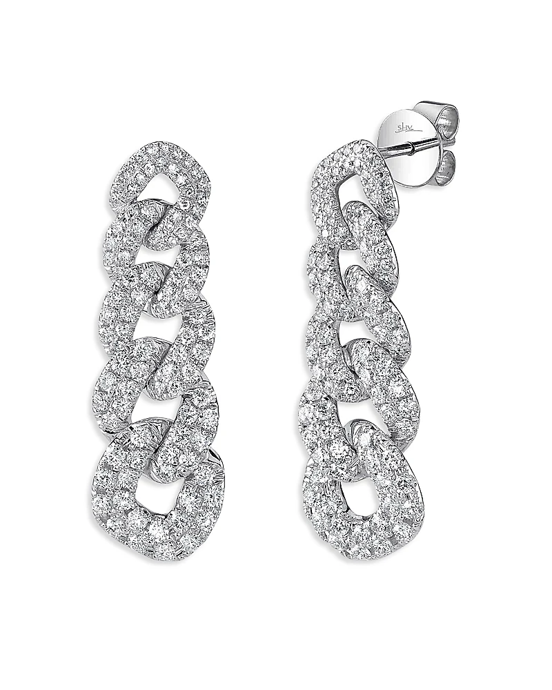 Shy Creation 14K White Gold Kate Diamond Link Earrings, 1.62 tcw