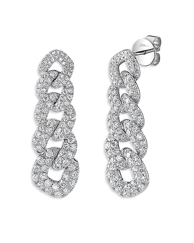 Shy Creation 14K White Gold Kate Diamond Link Earrings, 1.62 tcw