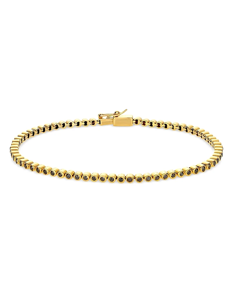 Luis Morais Men's 14K Yellow Gold Black Diamond Tennis Bracelet