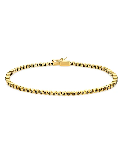 Luis Morais Men's 14K Yellow Gold Black Diamond Tennis Bracelet