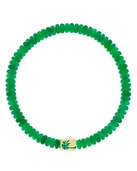 Luis Morais Men's 14K Yellow Gold Palm Tree Ingot Green Jade Bead Bracelet