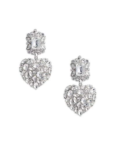 Crystal Heart Tiered Drop Earrings