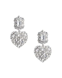 Crystal Heart Tiered Drop Earrings